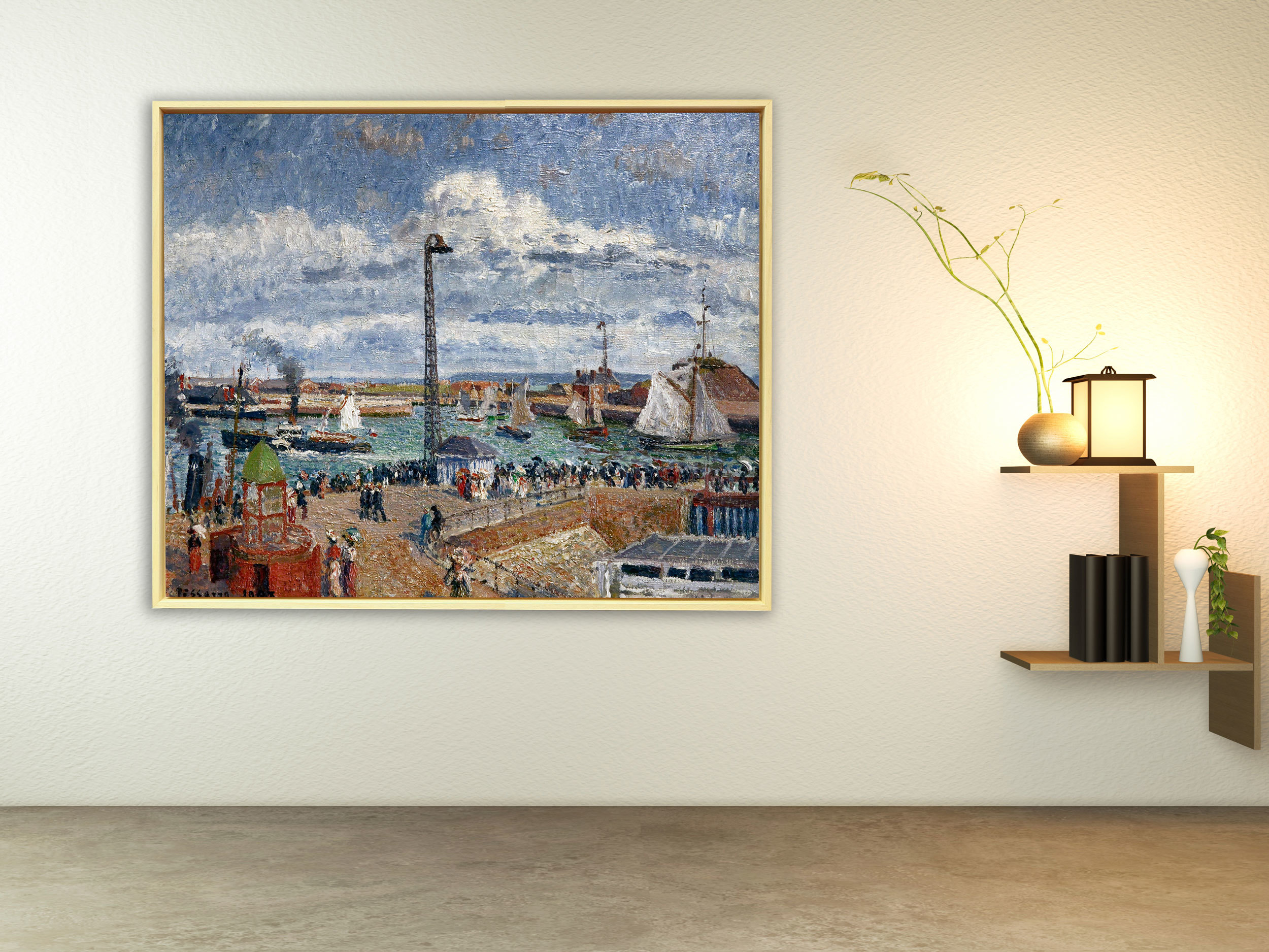 Camille Pissarro - L´Anse des Pilotes et le brise lames est, Rahmen Schattenfuge Natur